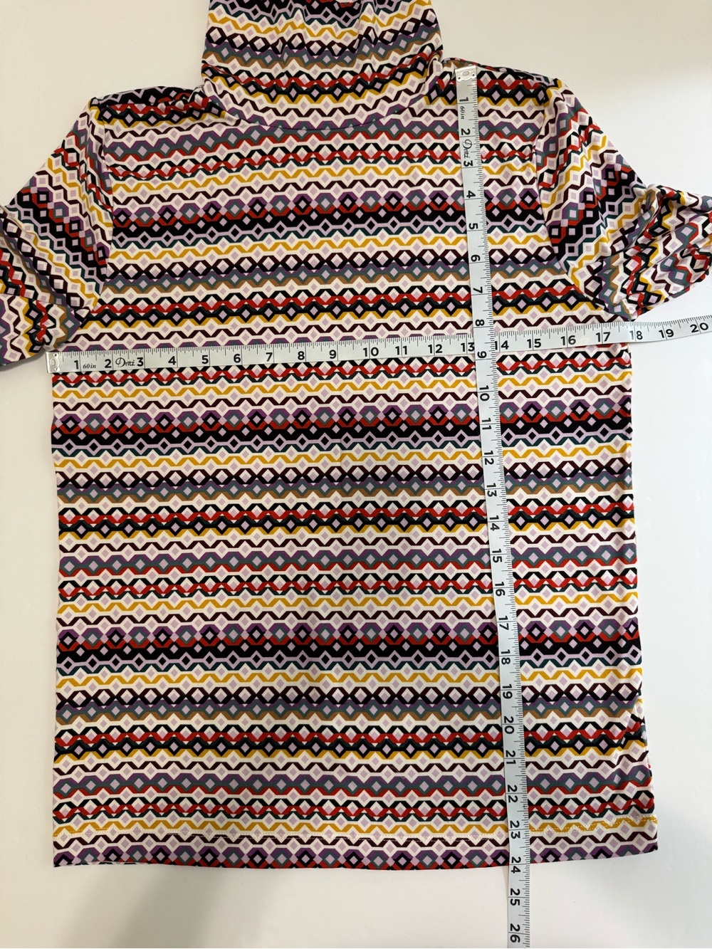 LOFT Geometric Diamond Zigzag Turtleneck Top Large Multicolor Cotton Modal NWOT - Picture 7 of 12